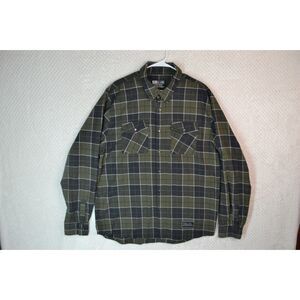 Troll Co Men's XXL Olive Green Plaid Long Sleeve Button Down Shirt